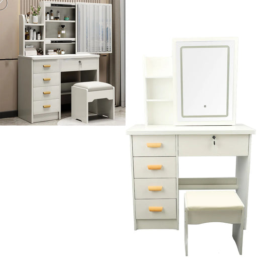 Dressing Table Modern Multi Functional Lighted Mirror Vanity Desk