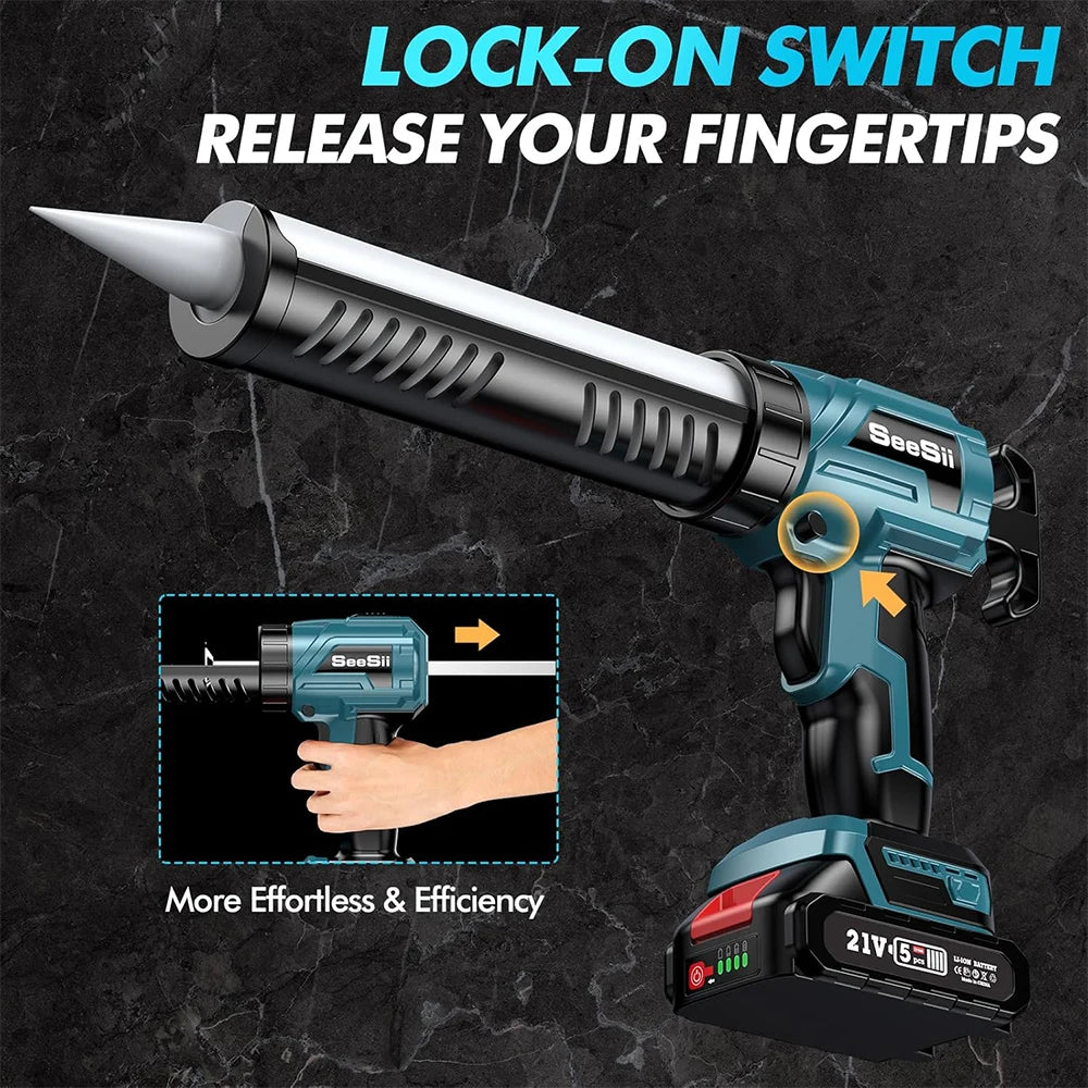 Seesii Cordless Electric Caulking Gun 21V No Drip 10oz