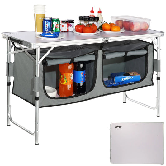 SucceBuy Camping Kitchen Table Quick Set Up Folding BBQ