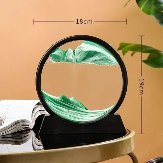 3D Hourglass Quicksand Moving Sand Art Picture Round Glass Deep Sea Sandscape Craft Flowing Painting Office Home Decor Gift Game