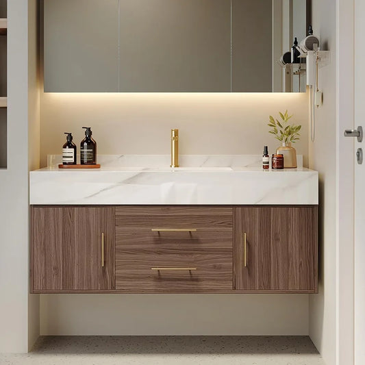 Modern 39 Inch White Floating Bathroom Vanity Set