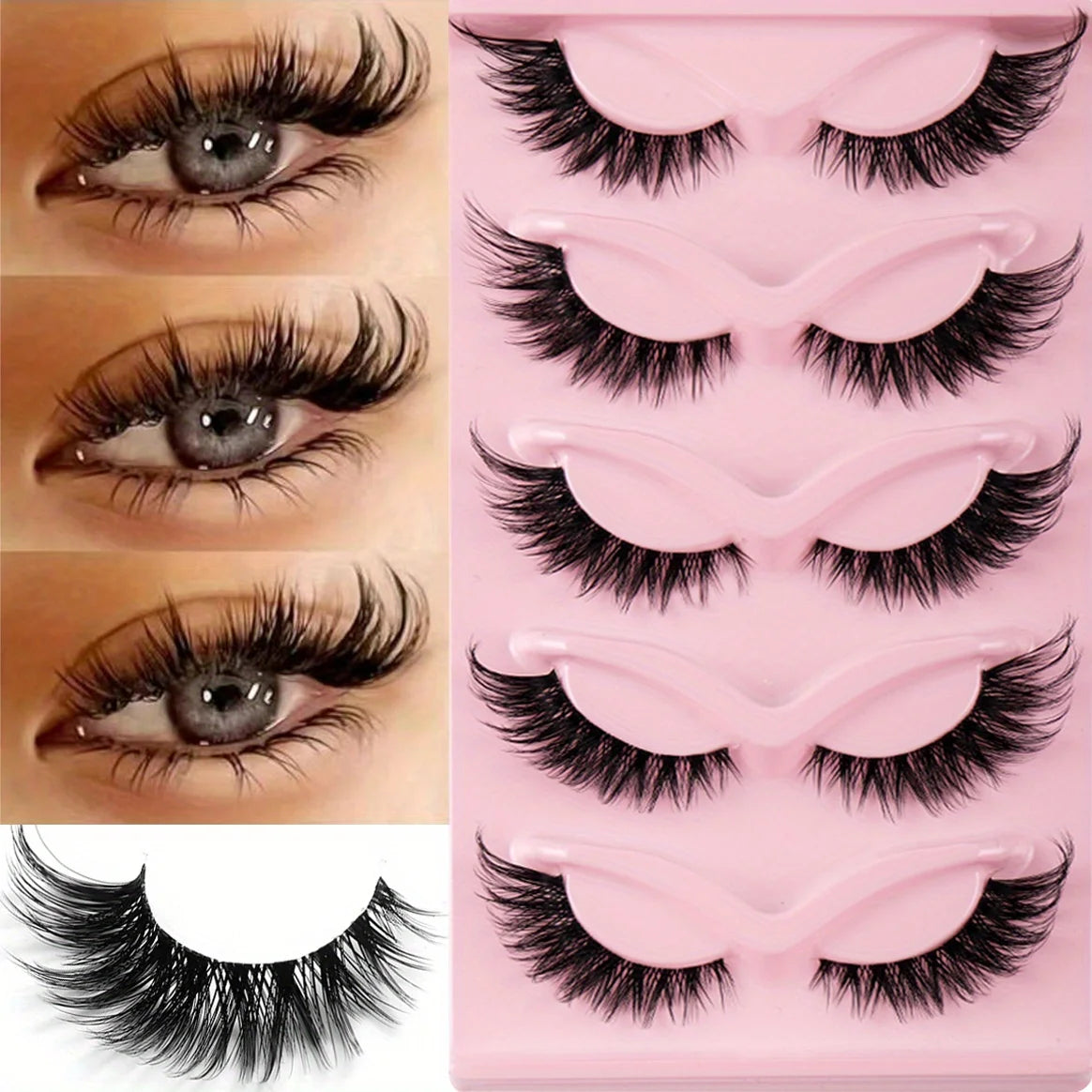 3Boxes Cat Eye Lashes 15Pairs Natural Long Winged Fake Eyelashes