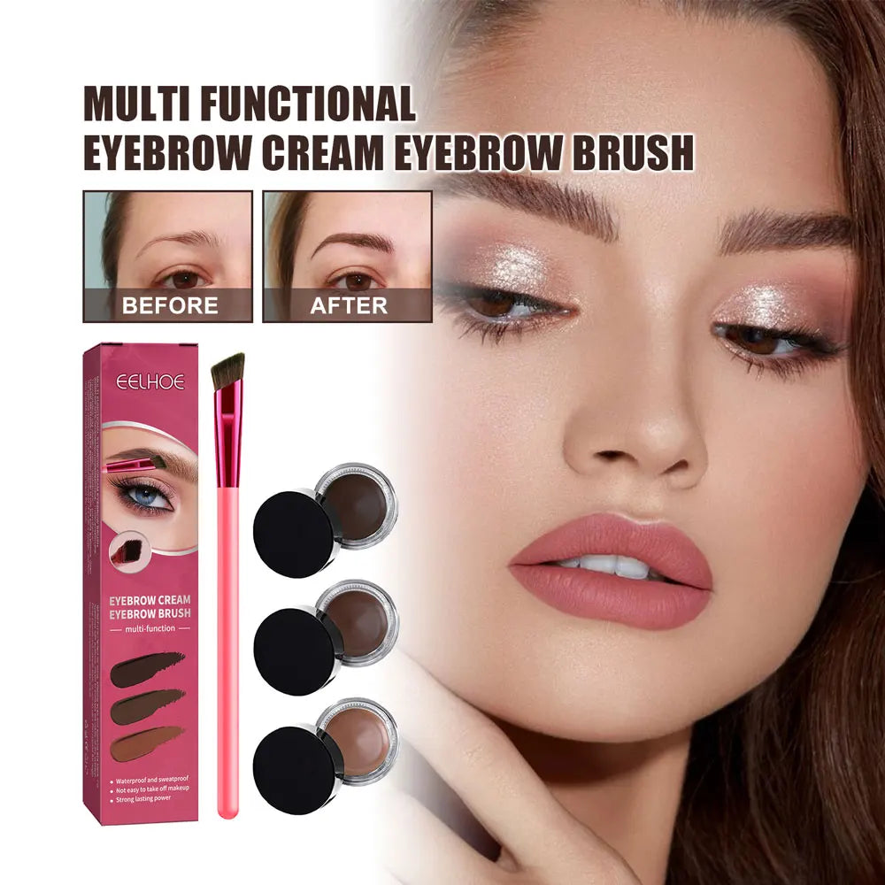 3 Color Eyebrow Eyeliner Gel Waterproof Long-lasting with Brush