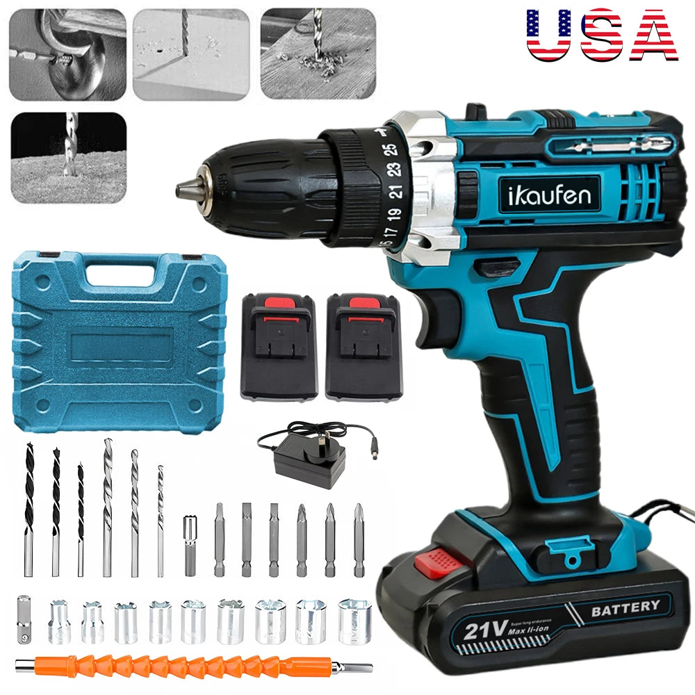 21V Cordless Drill Screwdriver Mini Wireless Power Driver