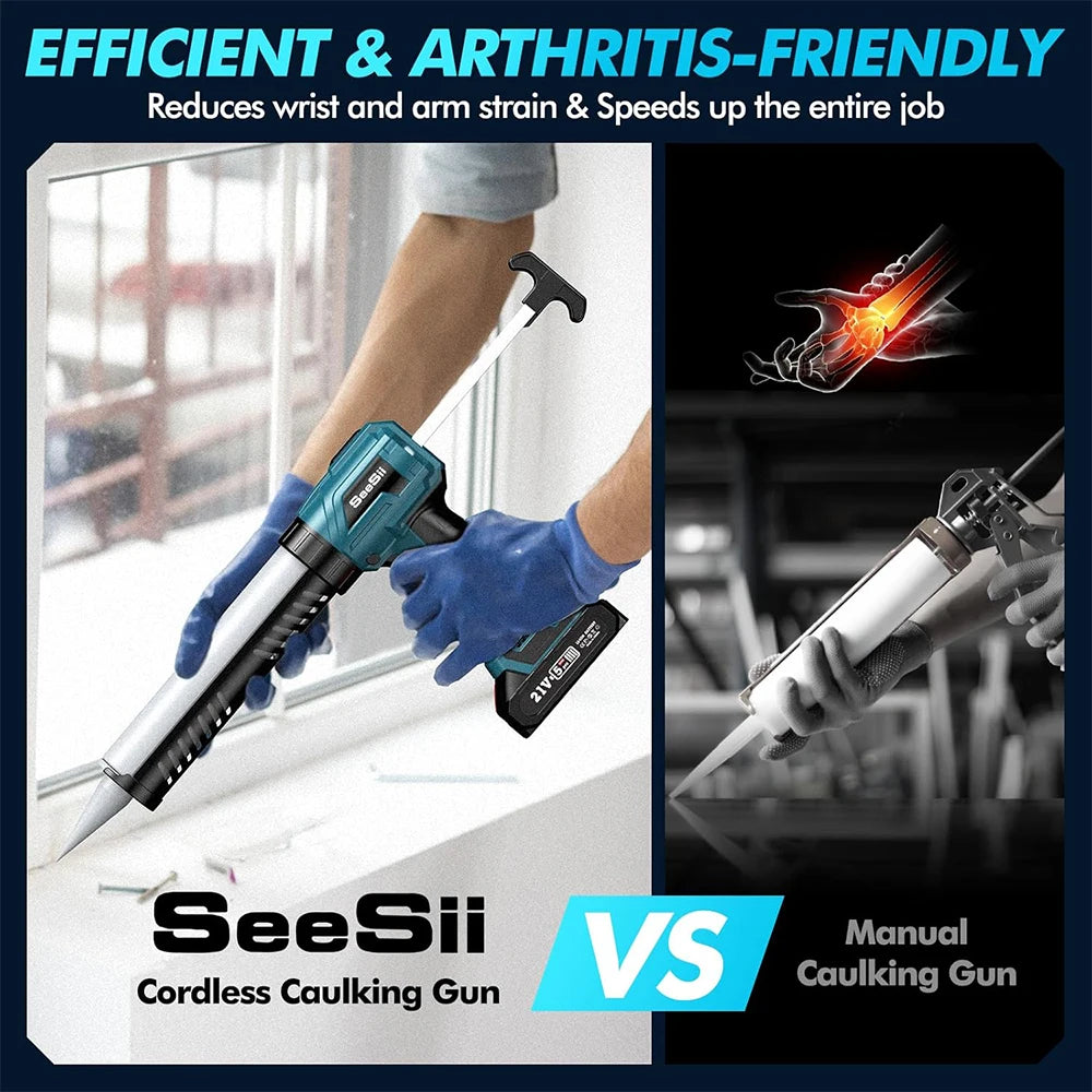 Seesii Cordless Electric Caulking Gun 21V No Drip 10oz