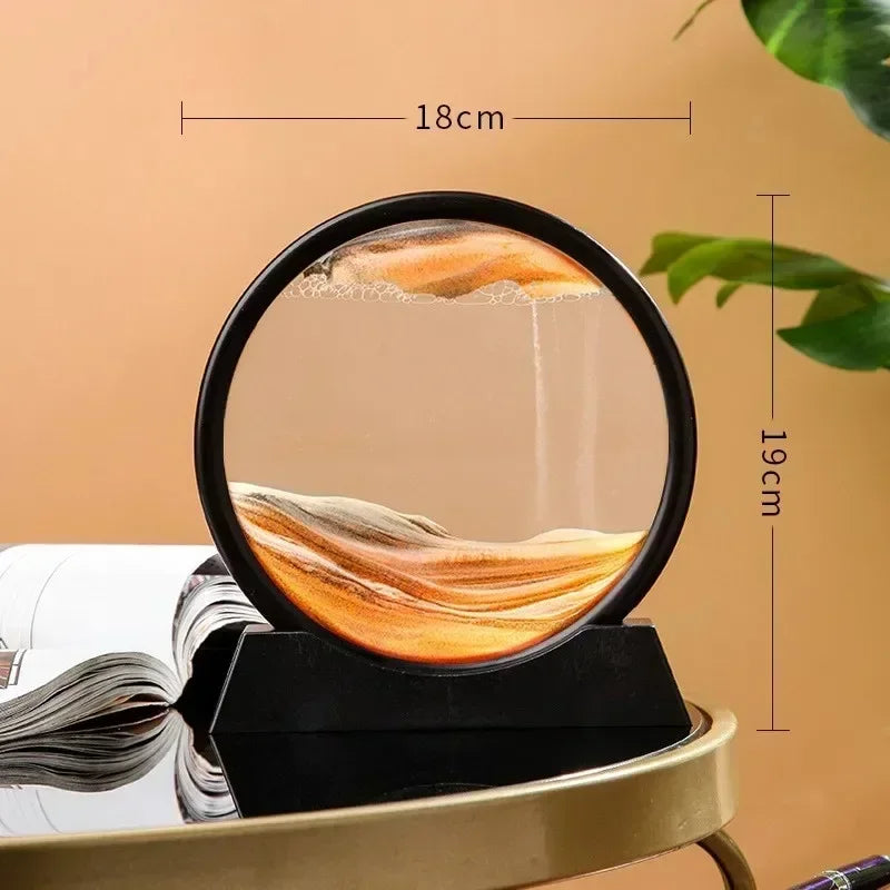 3D Hourglass Quicksand Moving Sand Art Picture Round Glass Deep Sea Sandscape Craft Flowing Painting Office Home Decor Gift Game