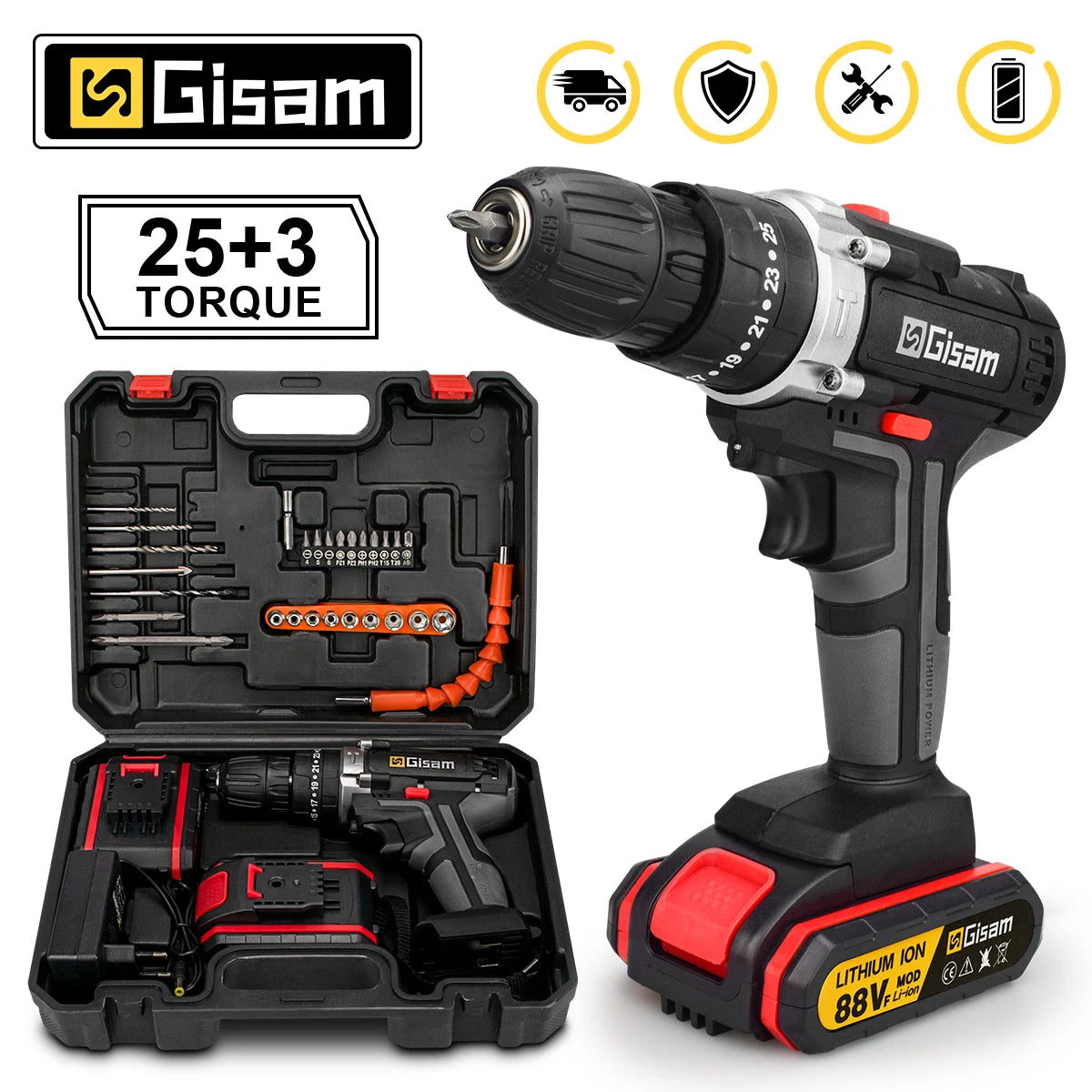 21V Cordless Impact Drill Hammer Drill Electric Screwdriver