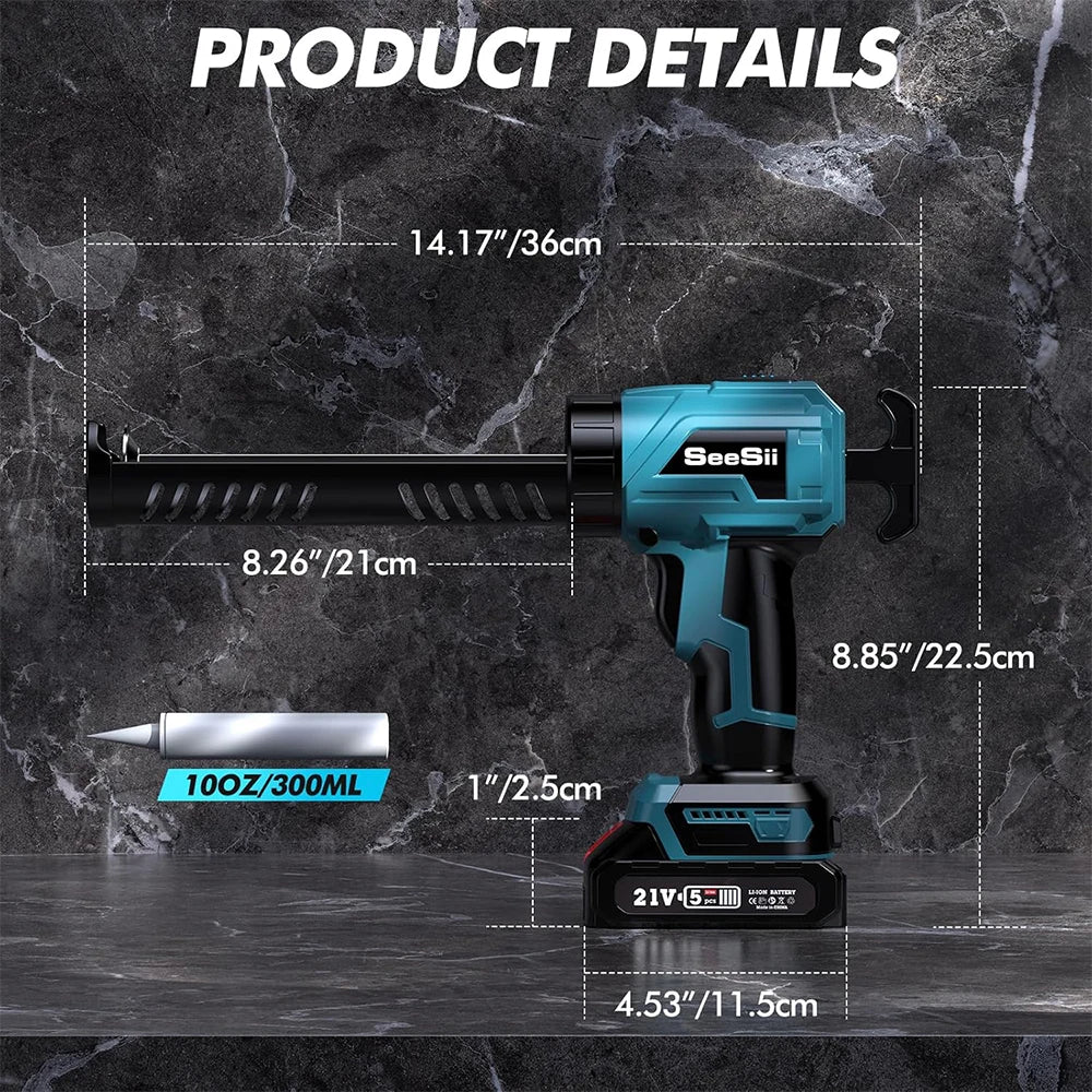 Seesii Cordless Electric Caulking Gun 21V No Drip 10oz