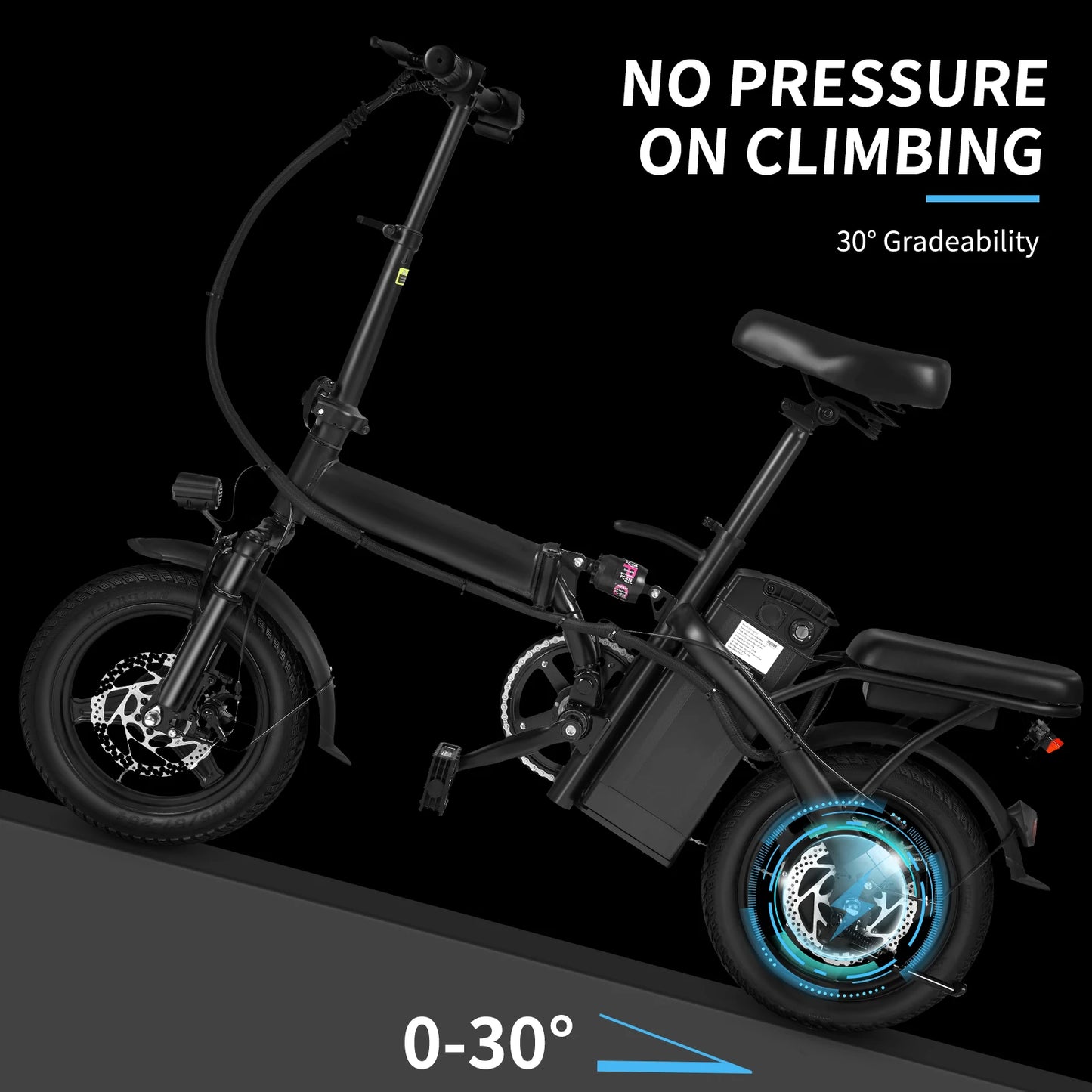 Adult folding basket electric bicycle, 400W high-speed 48V detachable battery, 14 inch front and rear double brake electric bicy