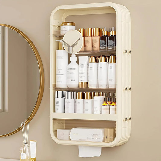 Wall Mount Makeup Organizer Four Tier Adhesive Shelf