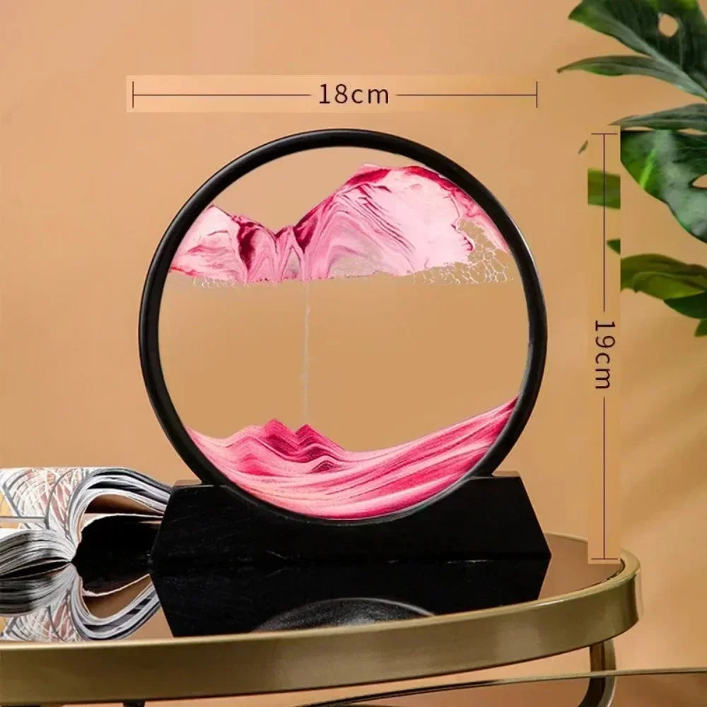 3D Hourglass Quicksand Moving Sand Art Picture Round Glass Deep Sea Sandscape Craft Flowing Painting Office Home Decor Gift Game