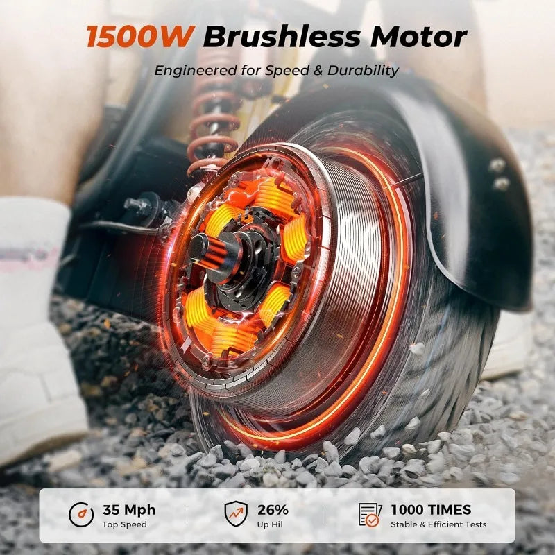 Adult Electric Scooter With Seat 1500W Dual Suspension