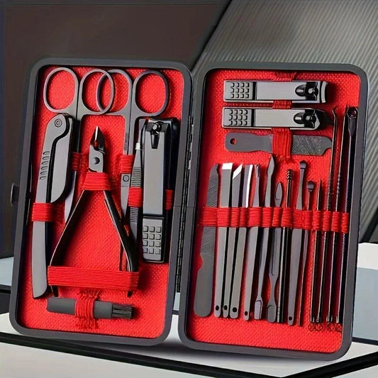 24Pcs Professional Black Nail Clippers Kit For Men And Women