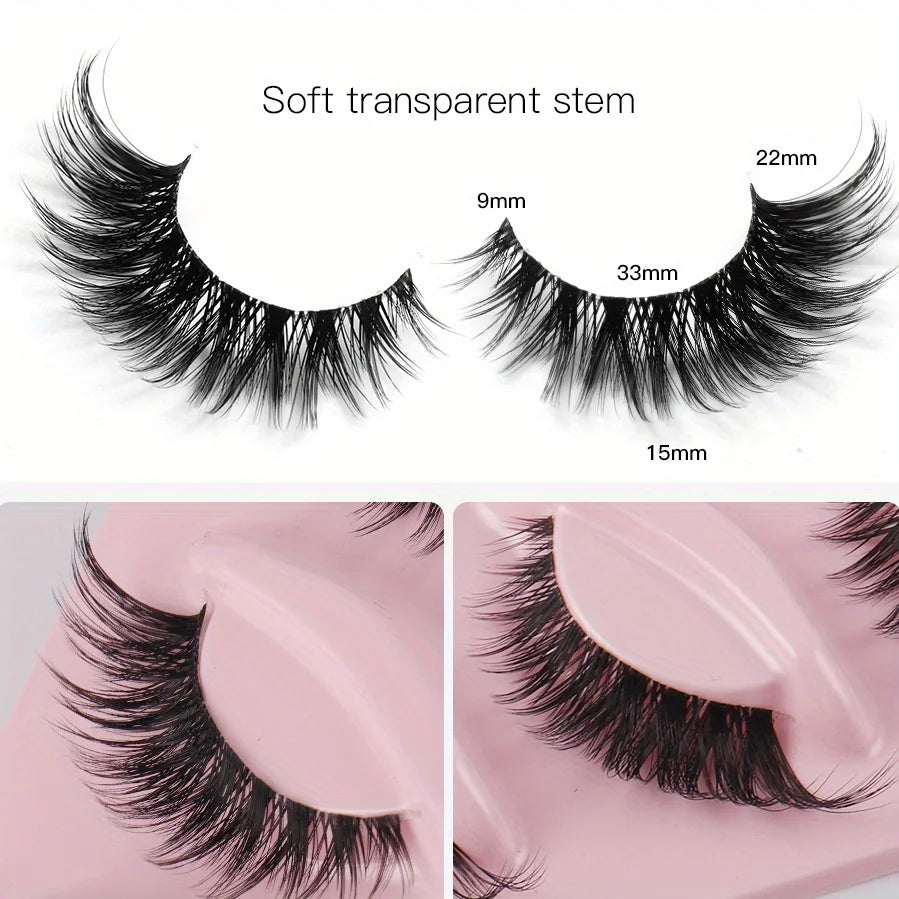 3Boxes Cat Eye Lashes 15Pairs Natural Long Winged Fake Eyelashes