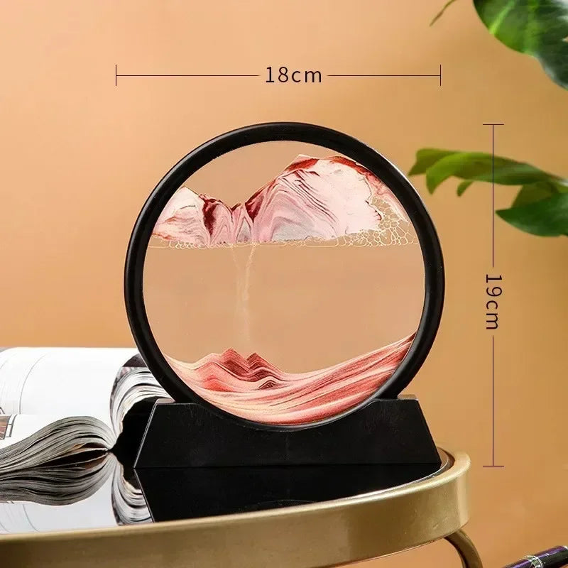 3D Hourglass Quicksand Moving Sand Art Picture Round Glass Deep Sea Sandscape Craft Flowing Painting Office Home Decor Gift Game