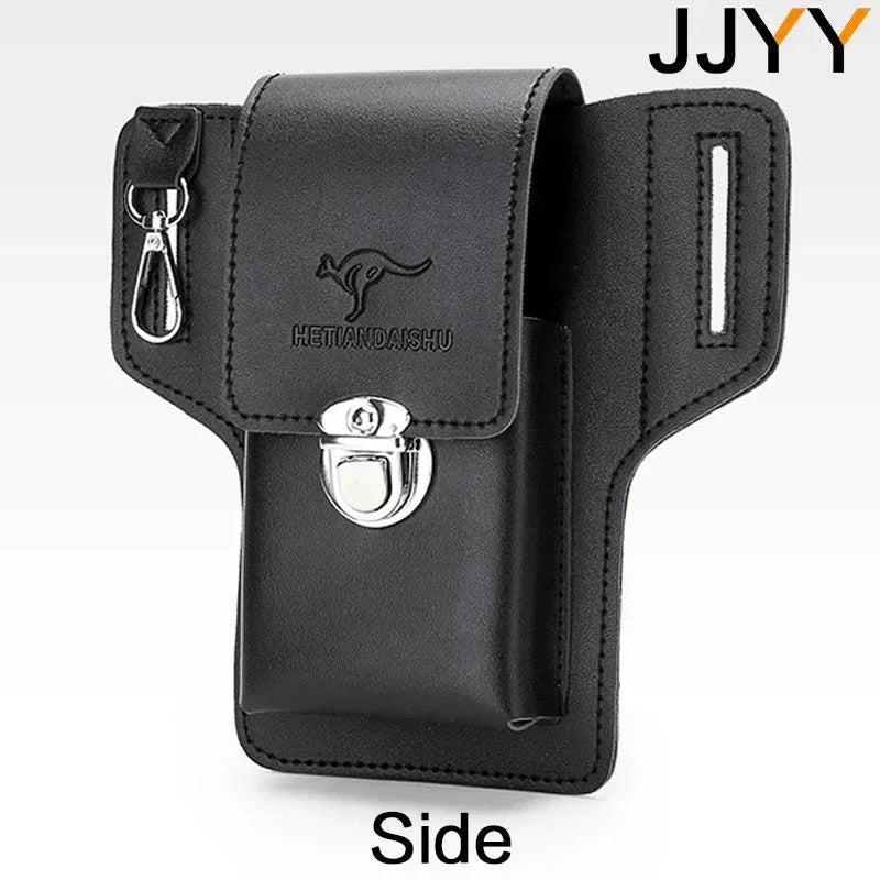Men Leather Vintage Pack Waist Bag Belt Clip Phone Holster