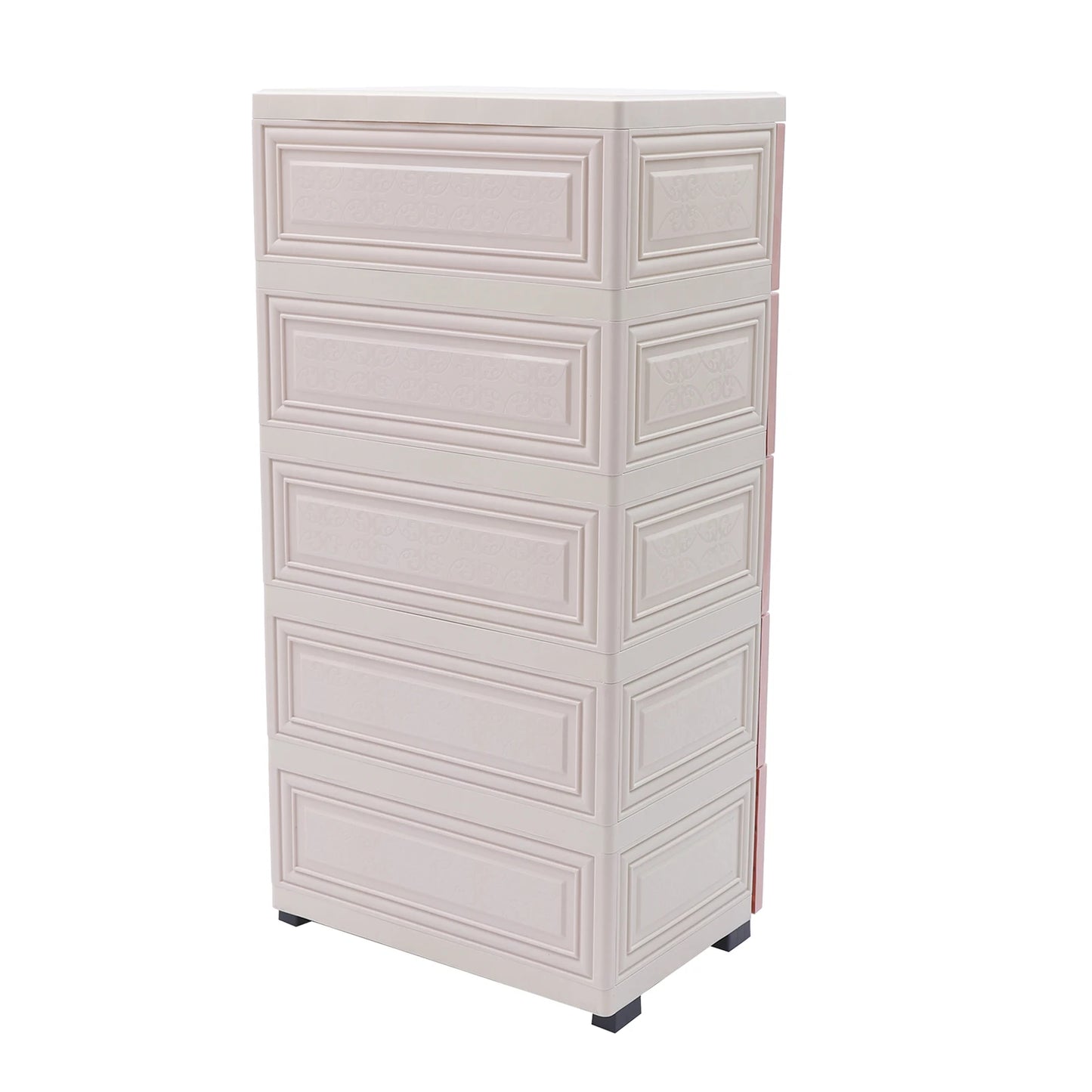 Plastic Clothing Storage Cabinet With 6 Drawers And 4 Wheels