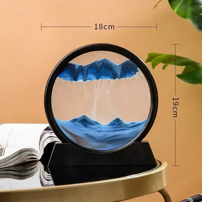 3D Hourglass Quicksand Moving Sand Art Picture Round Glass Deep Sea Sandscape Craft Flowing Painting Office Home Decor Gift Game