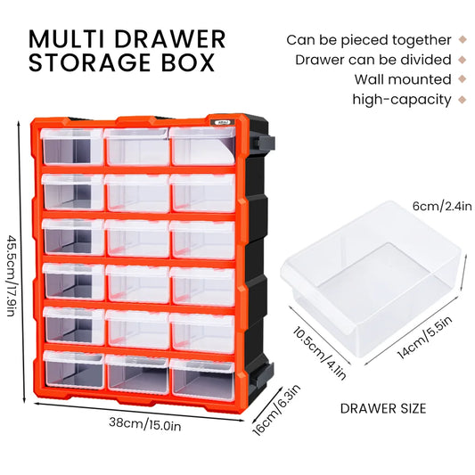 AIRAJ 18in 18/39/60Drawer Plastic Drawer Storage Cabinet for Garage Organization, Bead Organizer, Lego Storage, Makeup Organizer