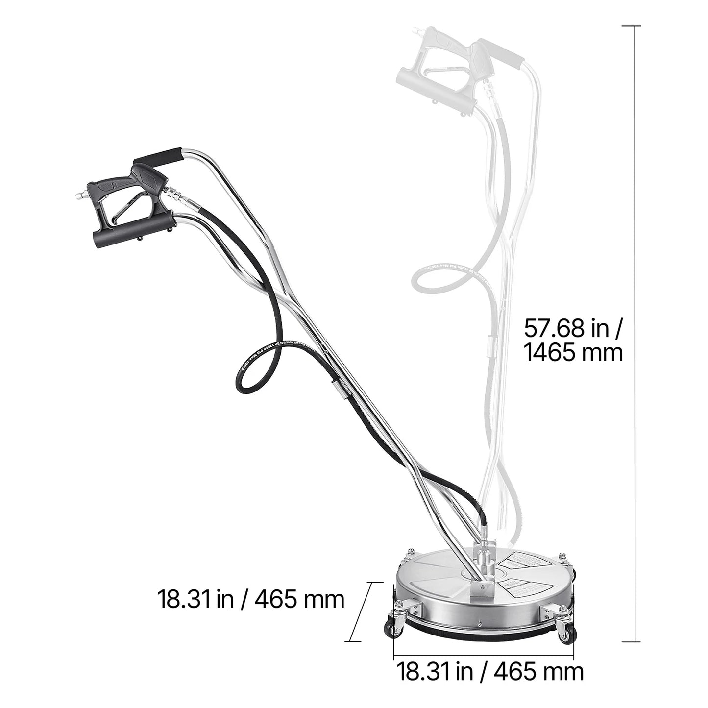 SucceBuy Pressure Washer Surface Cleaner PE Stainless Steel
