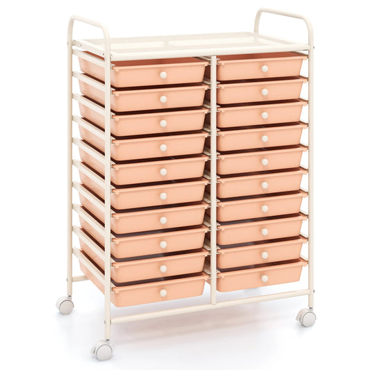 20 Drawers Rolling Storage Cart Art Craft Organizer on Wheels Multipurpose