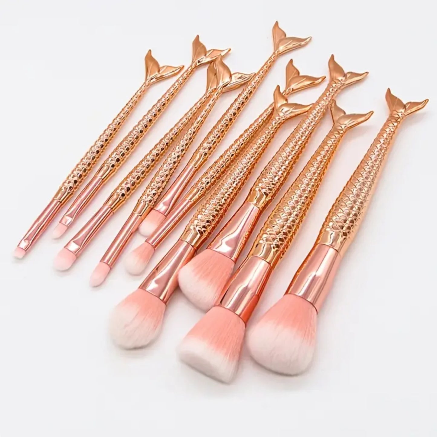 10pcs Rose Gold Glitter Makeup Brushes Set