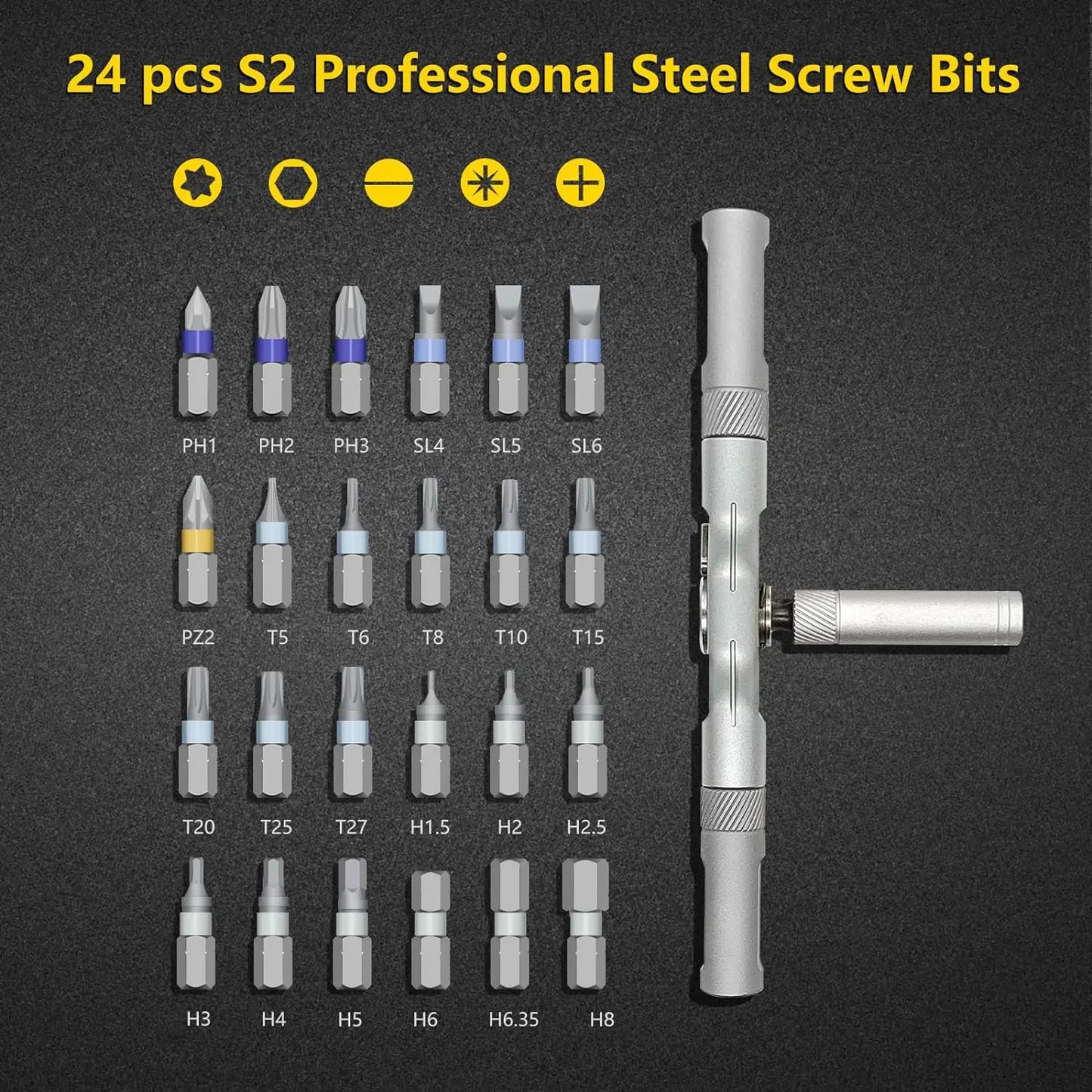 VMAN 24in1 Multi Ratchet Screwdriver Set Magnetic Bits