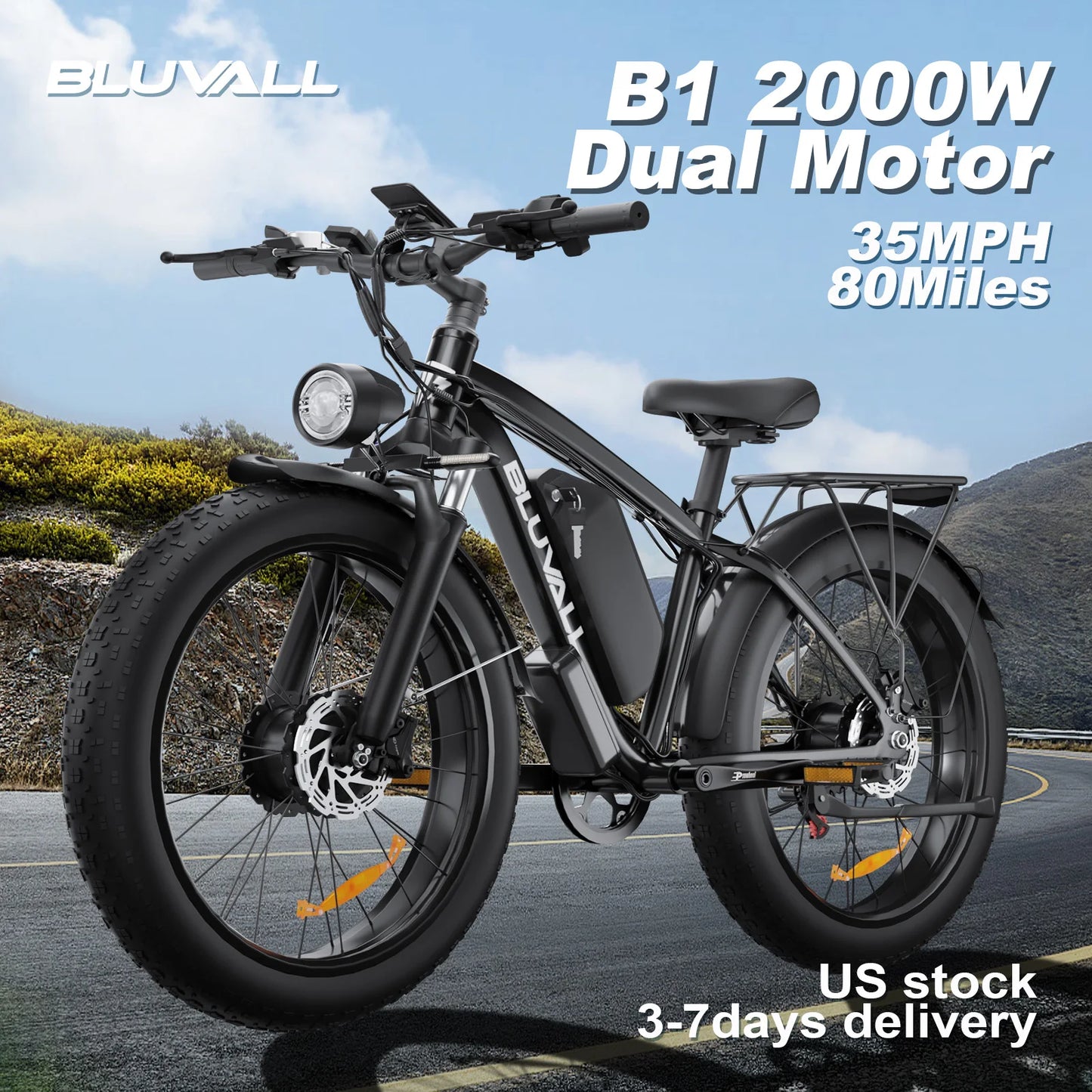 BLVALL B1 48V 2000W Full Suspension E-Bike 26 Inch Fat Tires