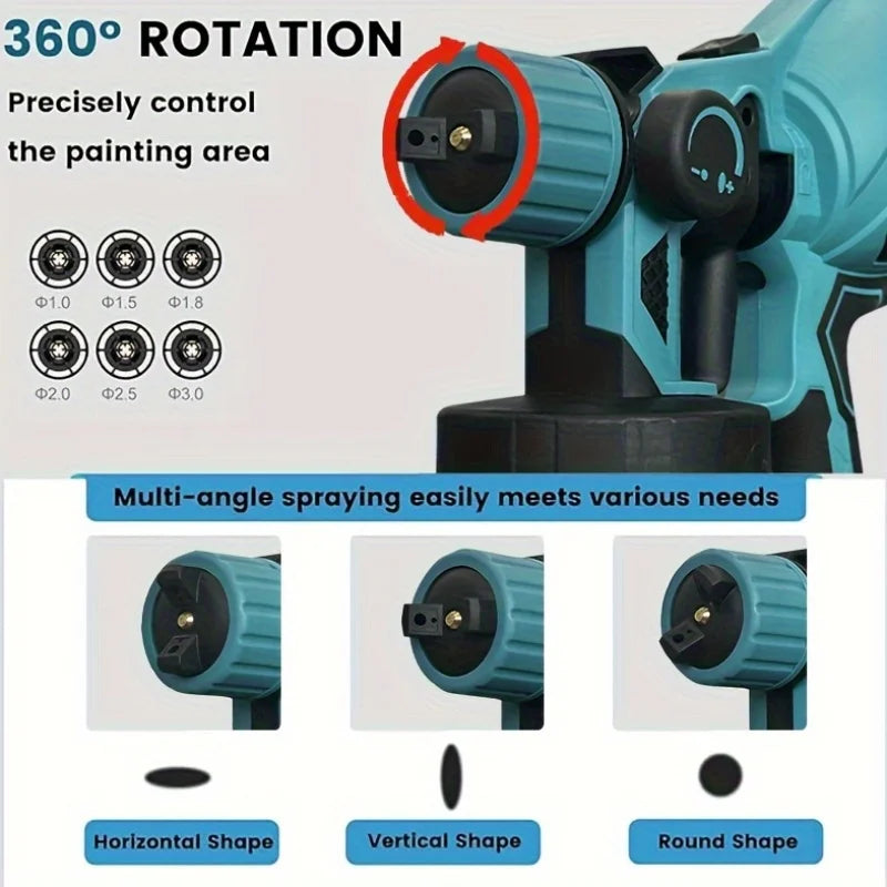 Cordless Electric Paint Sprayer 1000ml 21V Battery For Steel