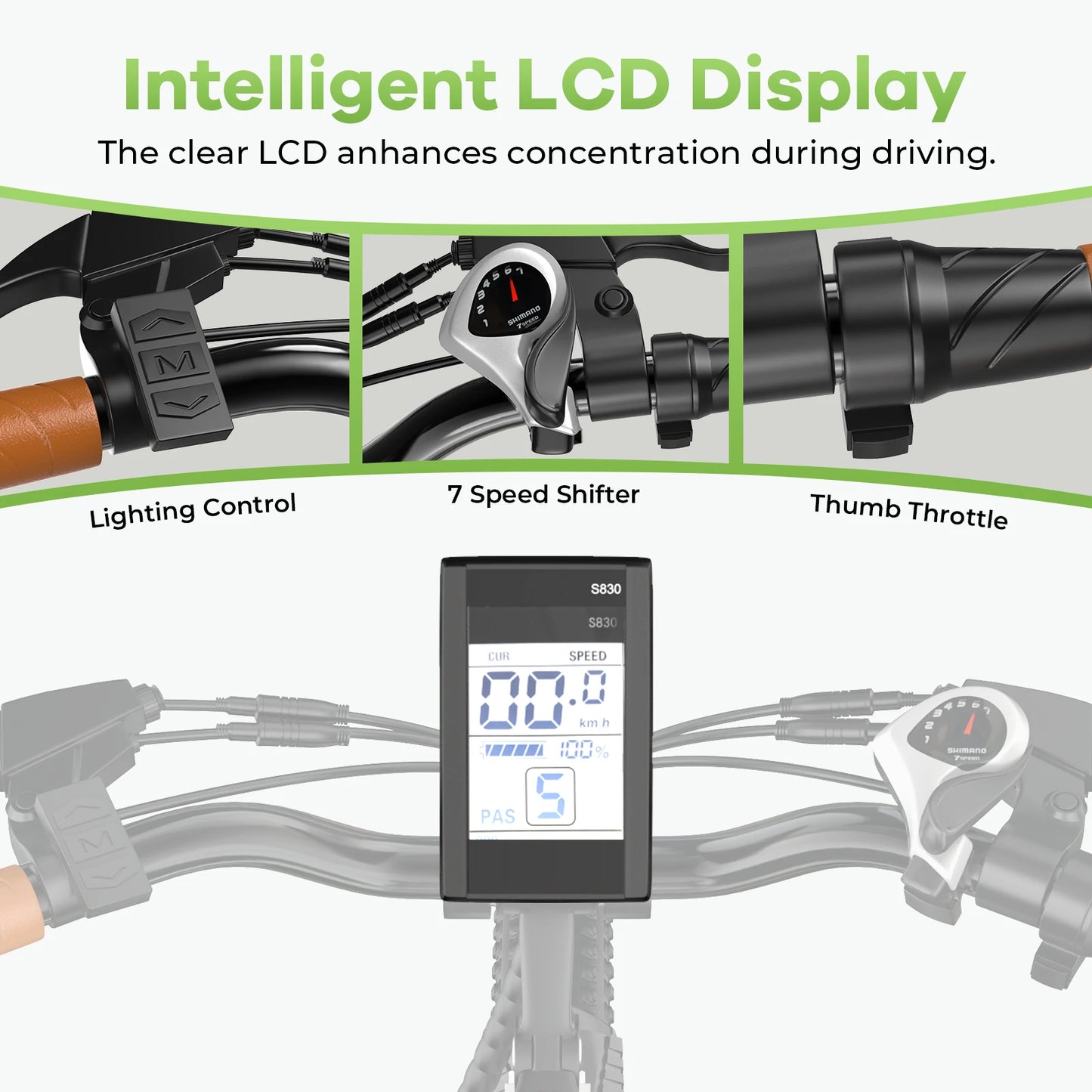 26 Inch Electric Bike With 7 Speed Removable Battery