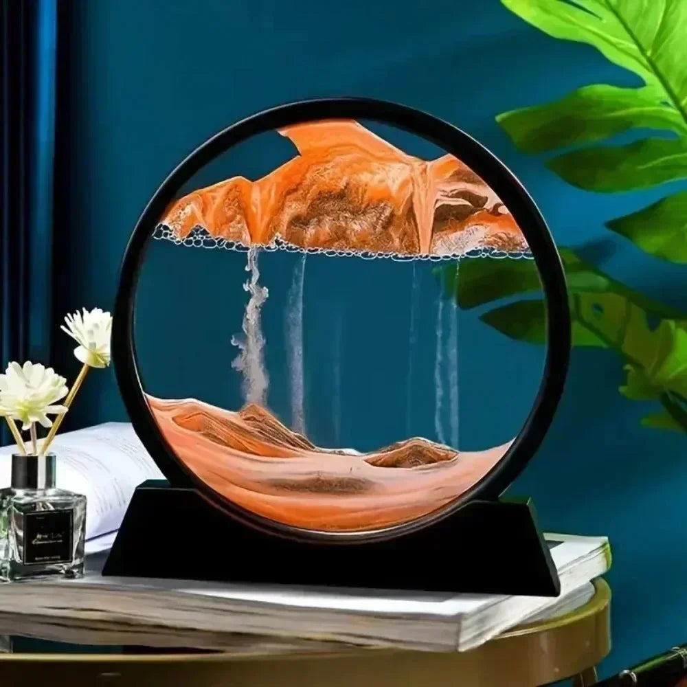 3D Hourglass Quicksand Moving Sand Art Picture Round Glass Deep Sea Sandscape Craft Flowing Painting Office Home Decor Gift Game