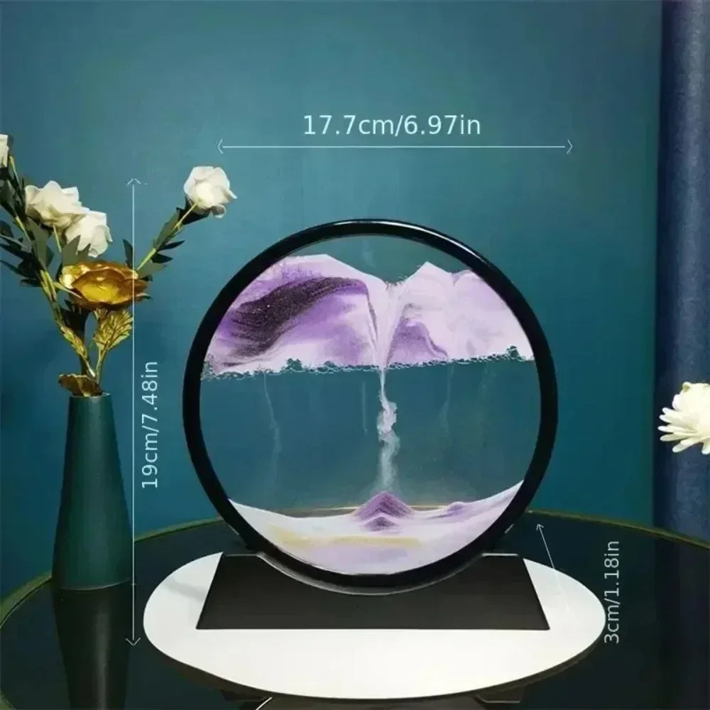 3D Hourglass Quicksand Moving Sand Art Picture Round Glass Deep Sea Sandscape Craft Flowing Painting Office Home Decor Gift Game