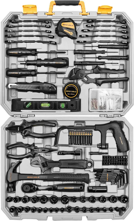 DEKO 218-Piece General Household Hand Tool kit, Professional Auto Repair Tool Set for Homeowner, General Household Hand Tool