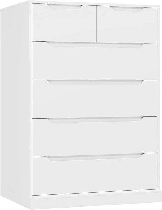 Modern 6 Drawer Dresser for Bedroom, Tall Chest Organizer