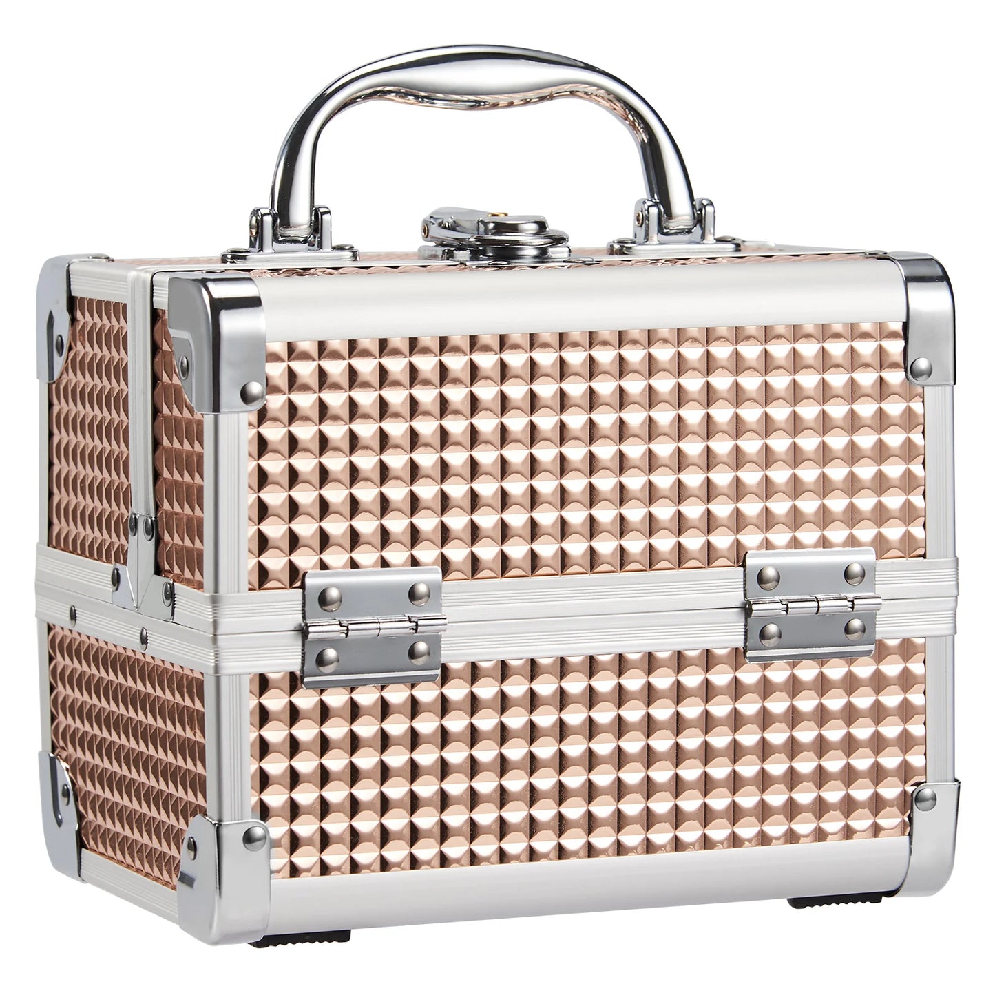 Makeup Case Portable Lock Alloy Unicorn Cosmetic Jewelry Storage Box with Mirror 2 Trays Make-up Suitcase