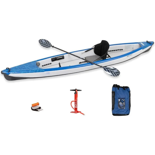 RazorLite Inflatable Kayak Lightweight Drop Stitch High Speed Touring Kayak Solo or Tandem Tall Back Seat