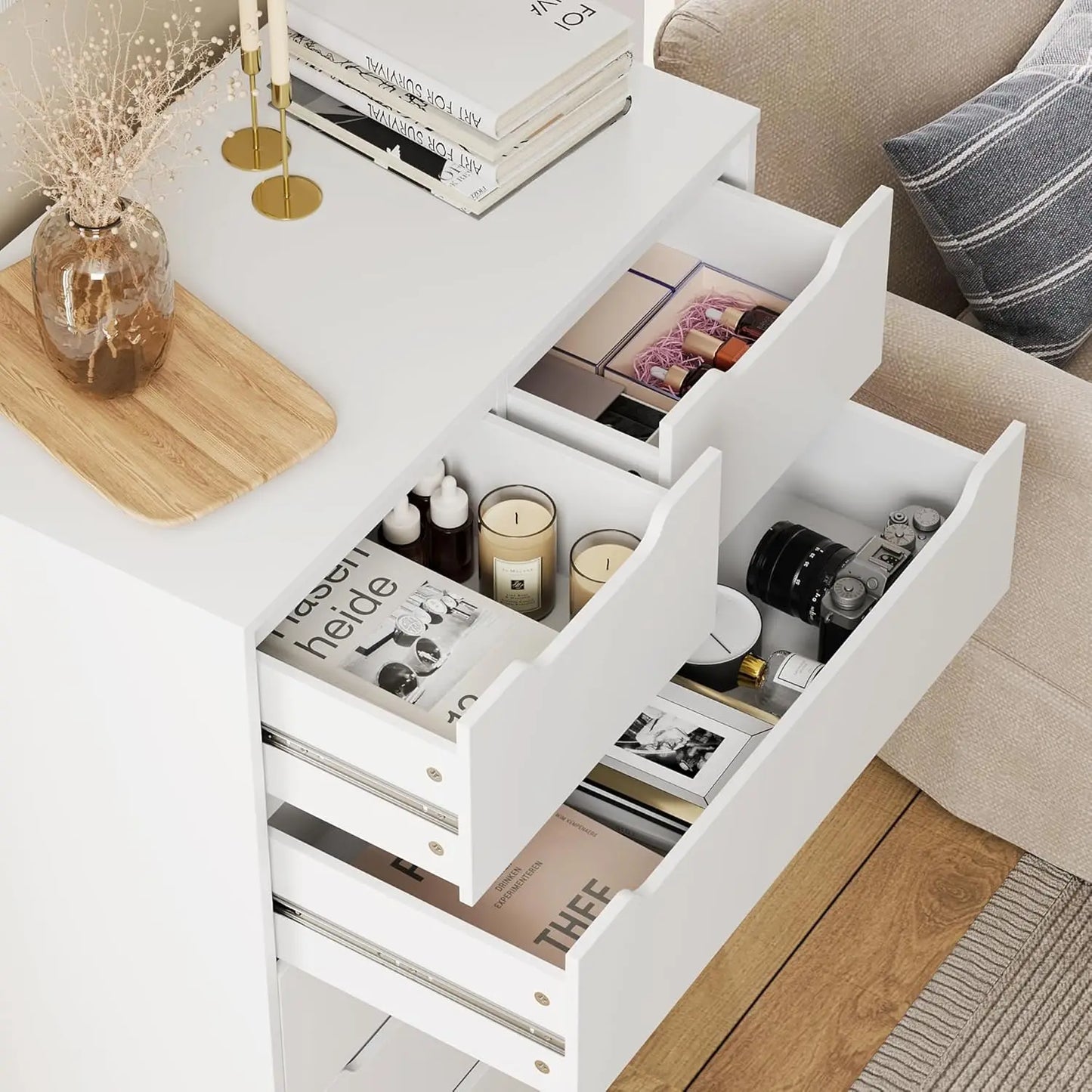 Modern 6 Drawer Dresser for Bedroom, Tall Chest Organizer